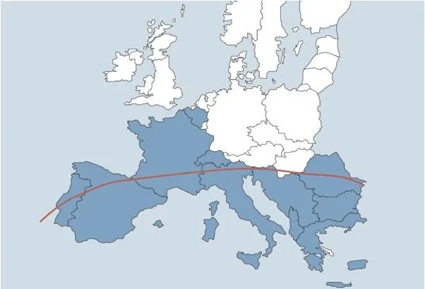 Figuur 3. Verspreiding tekenziekte Europa. (ESCCAP.org)